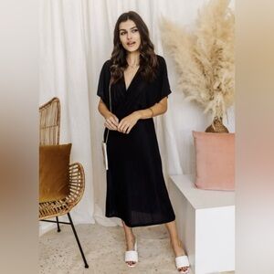 NWT MTS Women's Black Midi Cocktail Dress Size Large